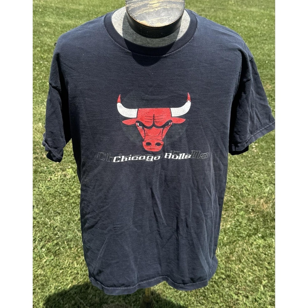 Vintage Chicago Bulls Graphic T Shirt XL Black NBA Basketball Fruit of the Loom